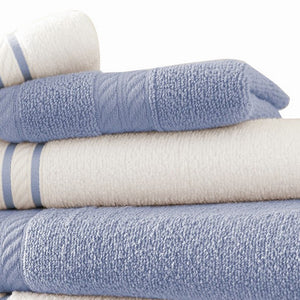 Dana 6 Piece Soft Egyptian Cotton Towel Set, Striped, Sage Green, White