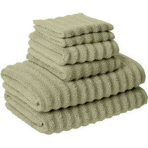 Buy Dana 6 Piece Soft Egyptian Cotton Towel Set, Striped, Sage Green, White  By Casagear Home