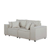 Kenzo 76 Inch Modular Loveseat with Pillows and Padded Seats, Beige Fabric By Casagear Home