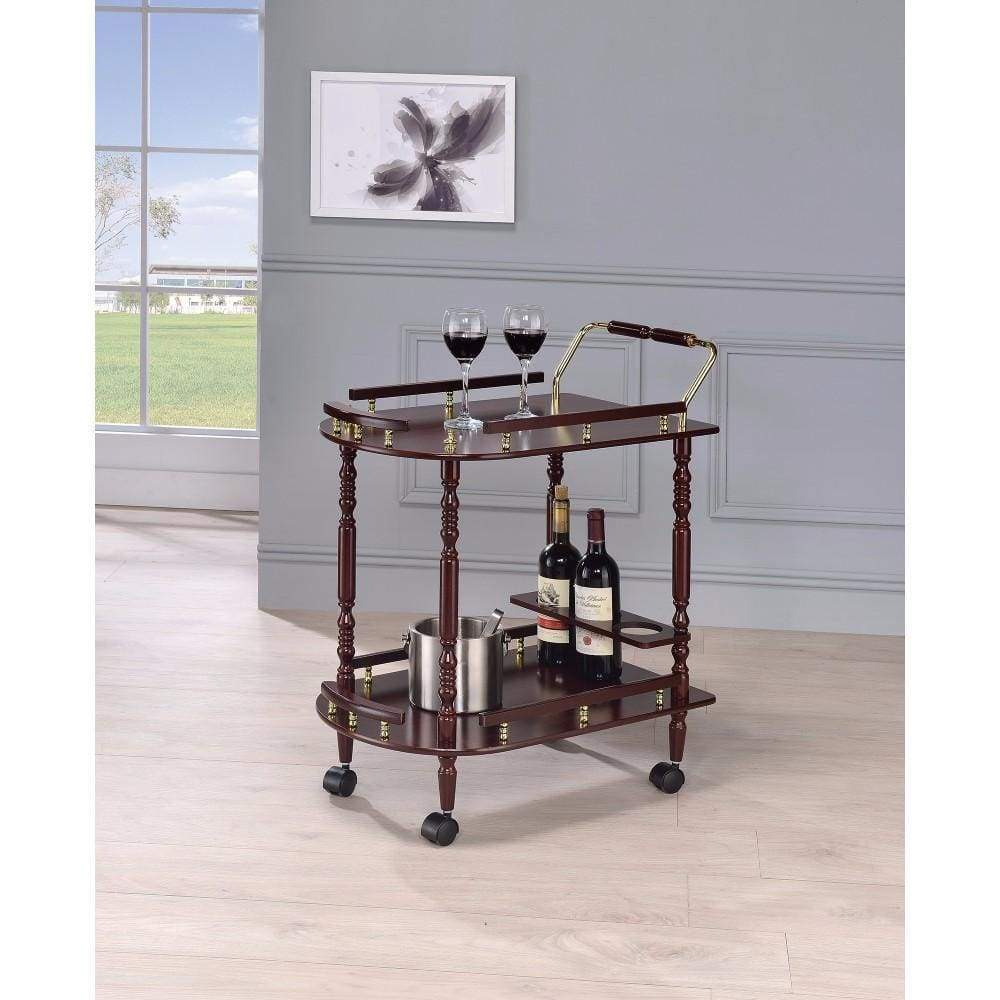 2-tier Traditional Serving Cart, Brown-coaster