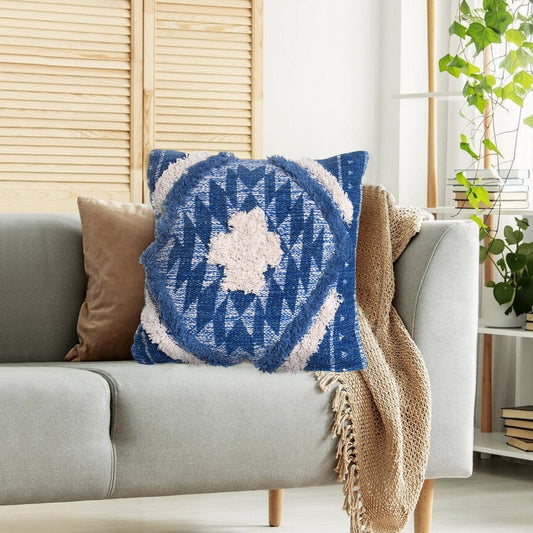 The Urban Port 17 x 17 Inch Square Cotton Accent Throw Pillows, Geometric  Aztec Embroidery, Set of 2, White, Gray - UPT-272776