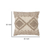 18 x 18 Square Cotton Decorative Accent Throw Pillow Raised Diamond Embroidery Beige By The Urban Port UPT-273487