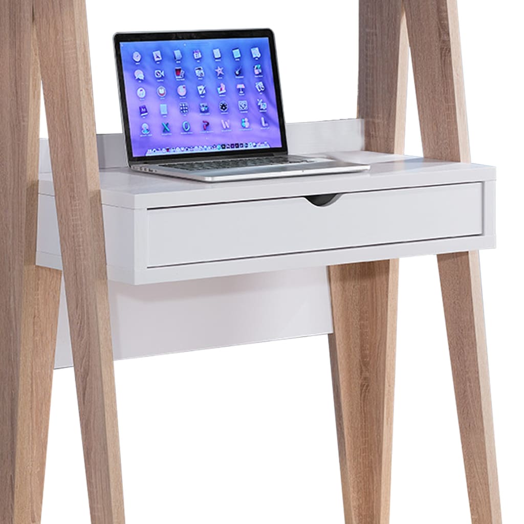 Huge Adorning Computer Desk With Drawer Light Brown and White IDF-151288