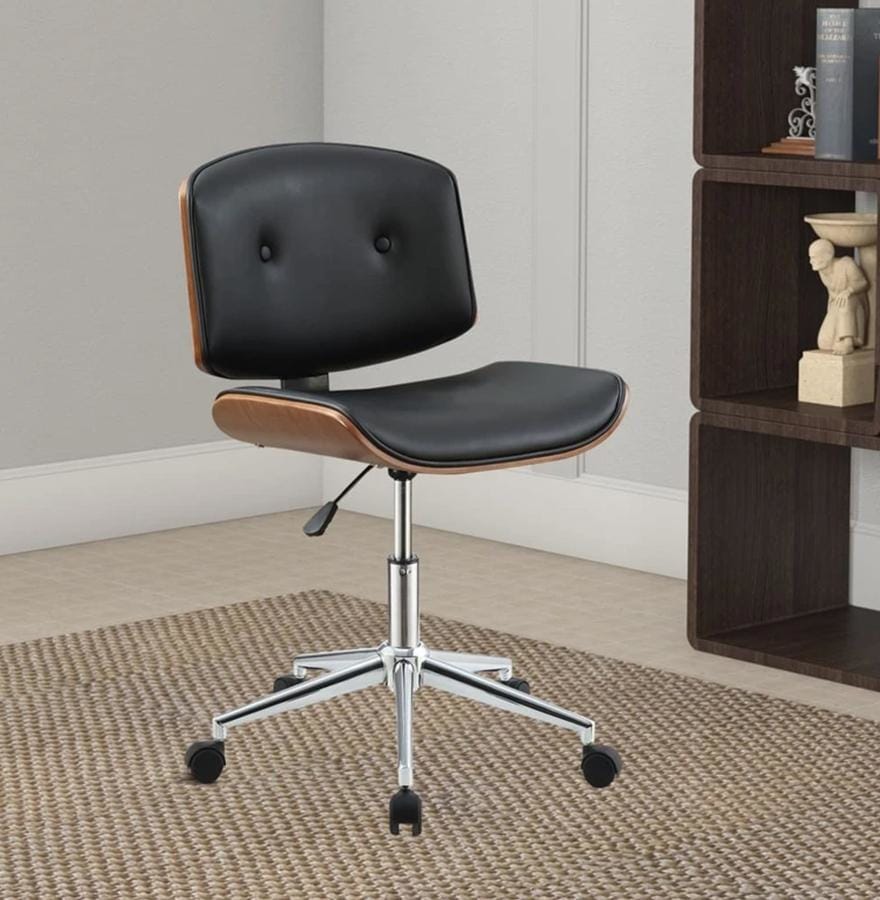 Wooden Back Armless Office Chair with Metal Star Base