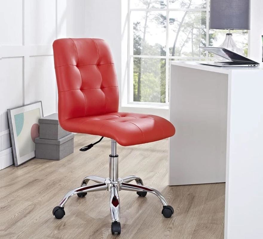 Red Prim Armless Mid Back Office Chair