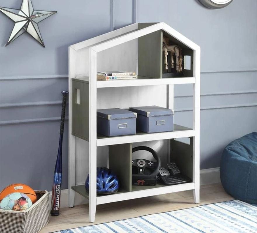 Cottage Style Wooden Kids Bookcase with Five Open Shelves