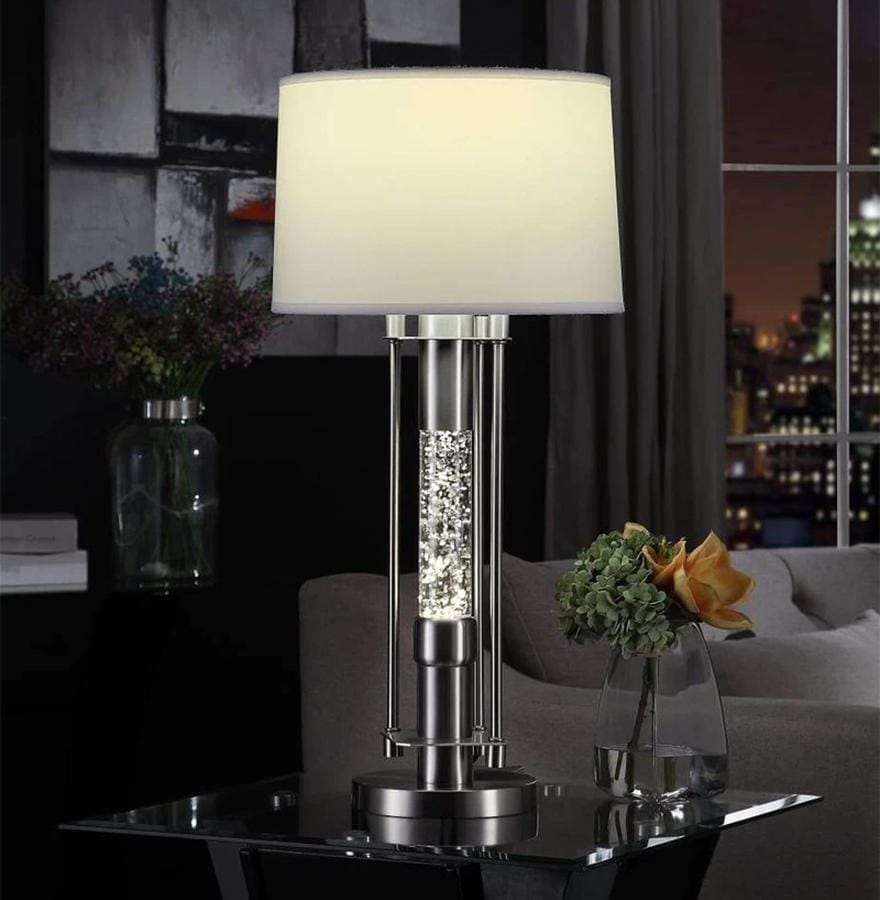 Contemporary Metal Table Lamp with Fabric Drum Shade