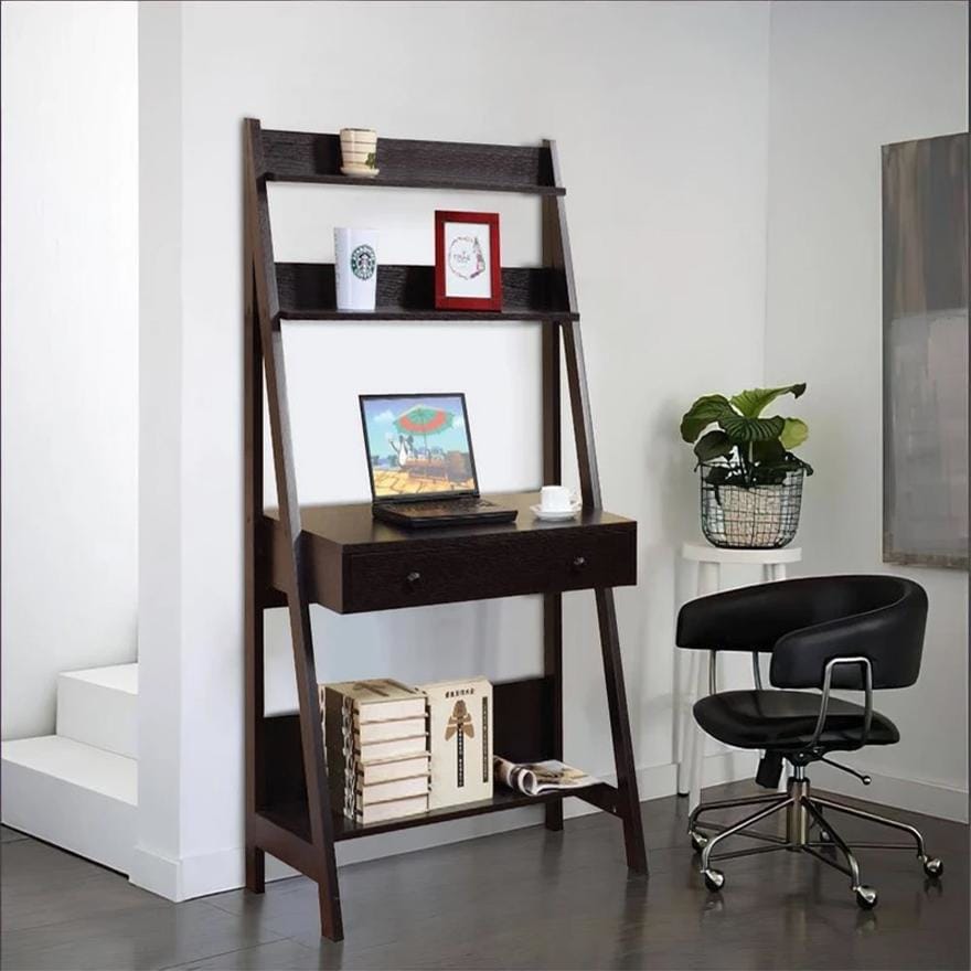 Contemporary 3-Shelf Ladder Desk With 1 Drawer