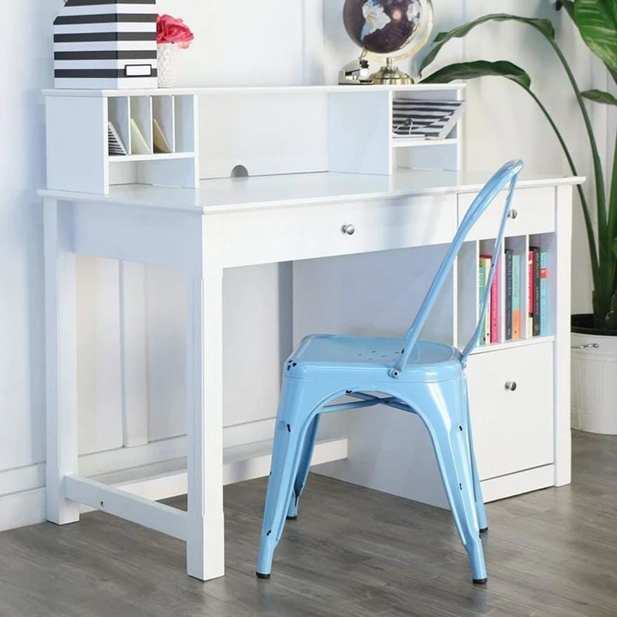 Multipurpose Deluxe Wood Desk with Hutch-White