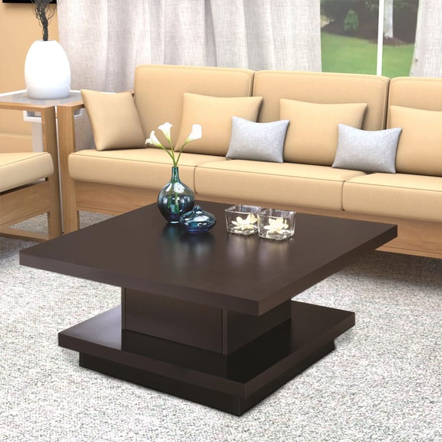 Contemporary Coffee Table With Storage Pedestal Base