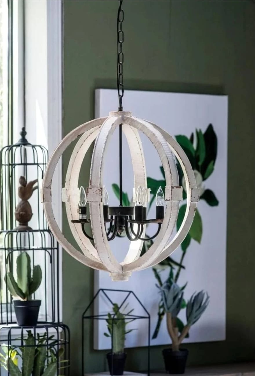 6-Bulb Calder Orb Chandelier With Metal Chain