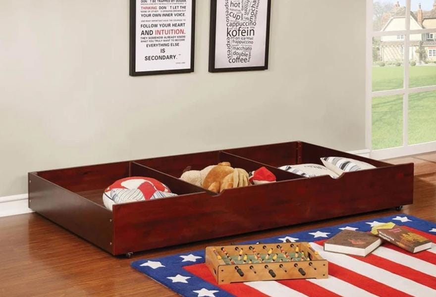 Transitional Style Wooden Trundle With Large Storage Drawer