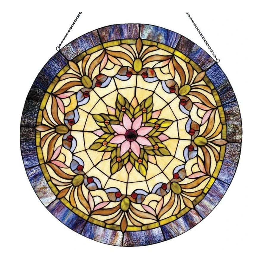 Metal Round Window Glass Panel with Hanging Chain