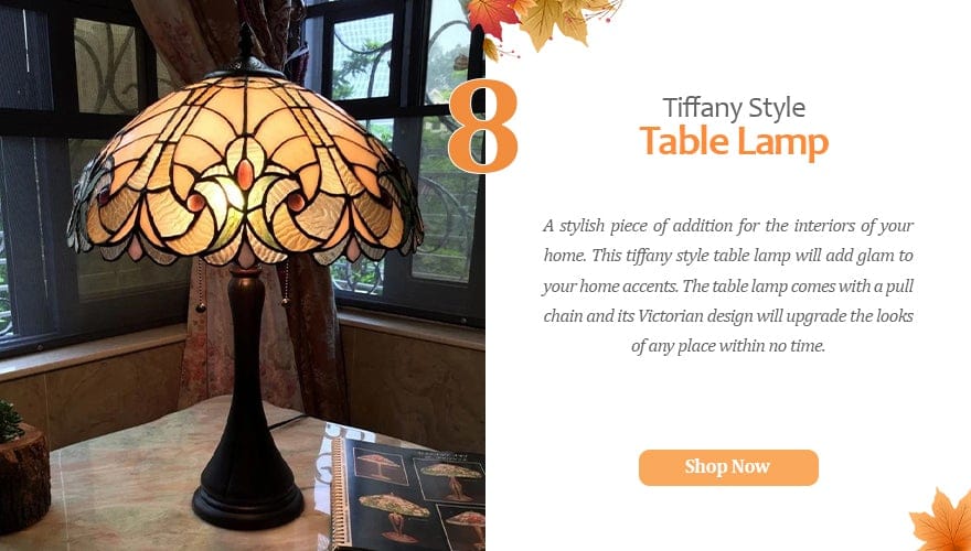 Handcrafted Tiffany Style Table Lamp with Pull Chain