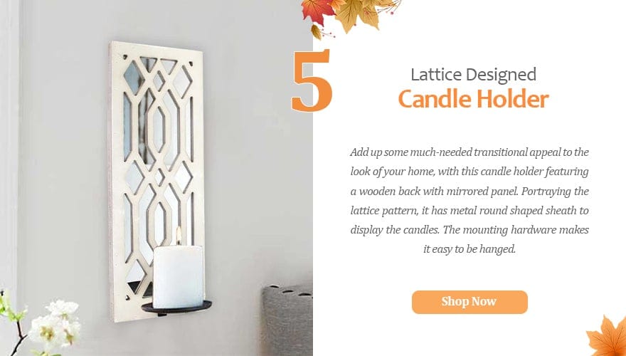 Wooden Rectangular Frame Candle Holder with Lattice Design