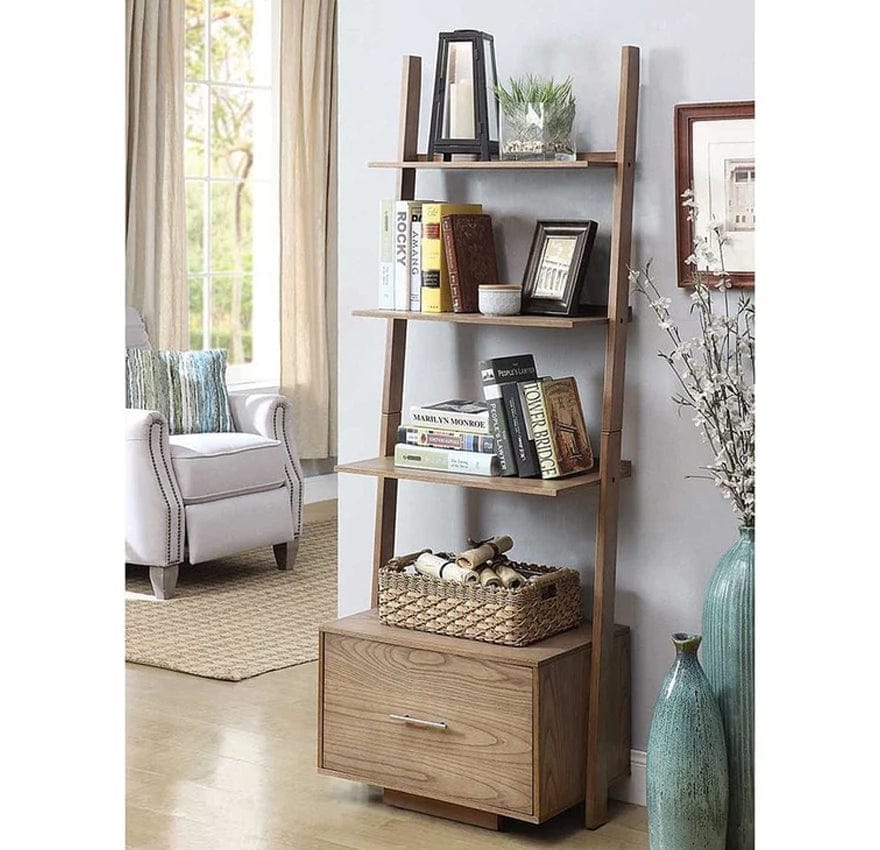 American Heritage Ladder Bookcase with File Drawer