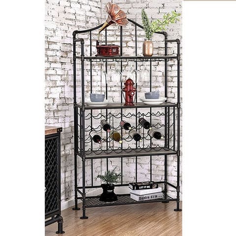 Industrial Style Wine Rack With Multiple Shelves