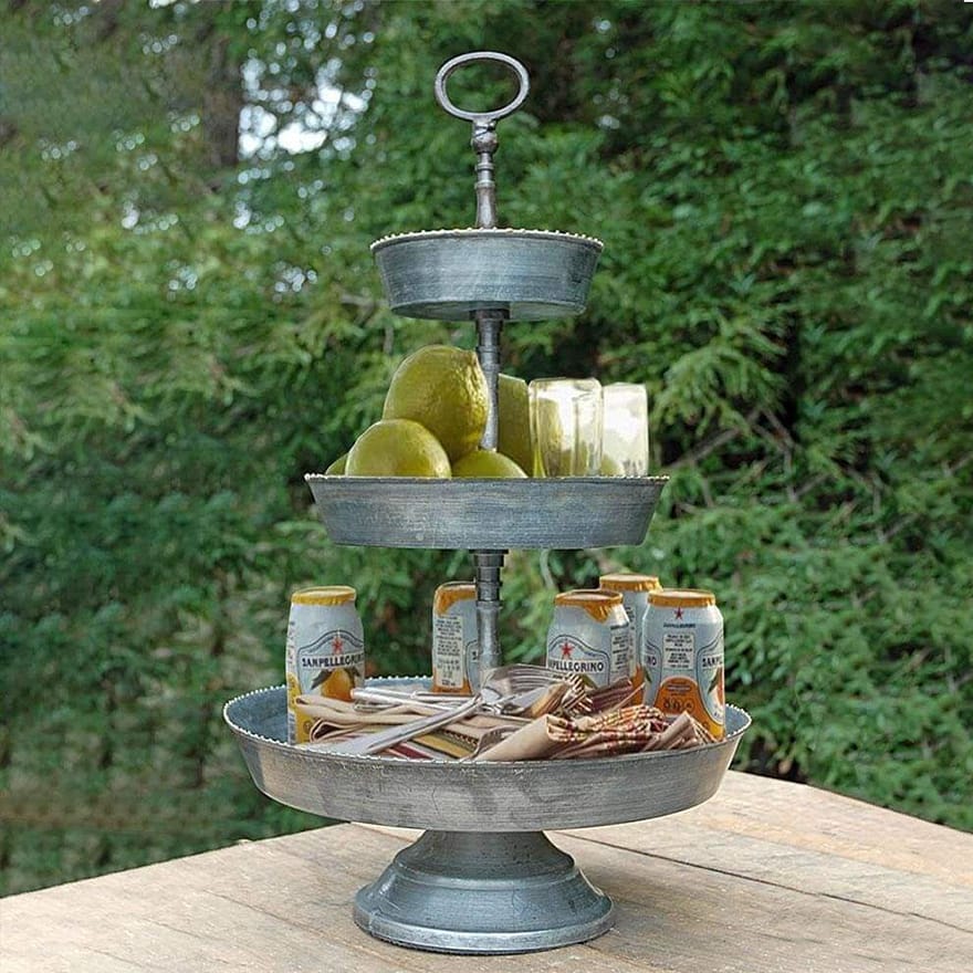 Galvanized 3 Tier Studded Tray In Metal