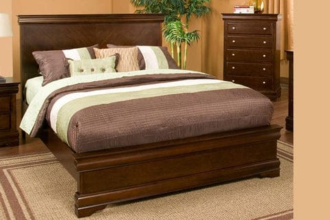 Transitional Style Full Panel Bed In Rubberwood