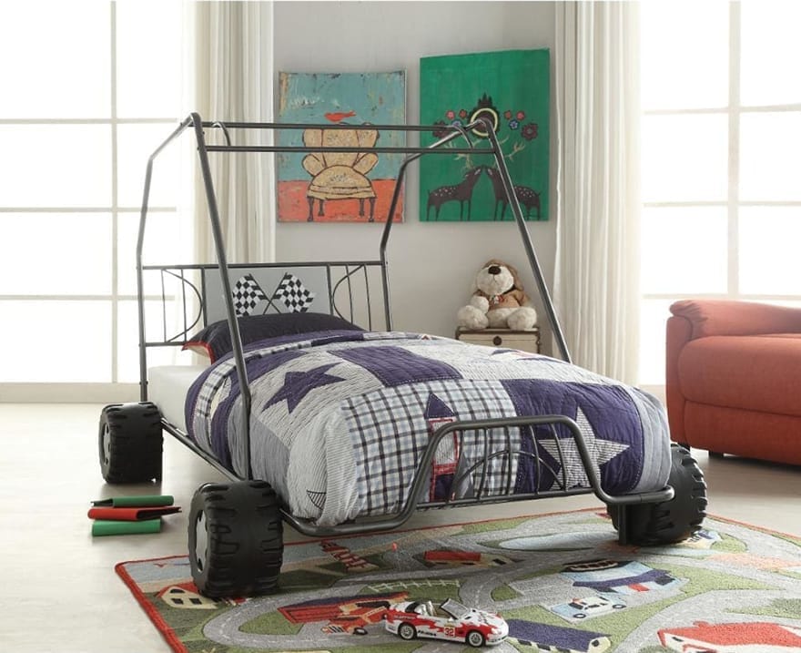 Metal Go Kart Style Twin Bed