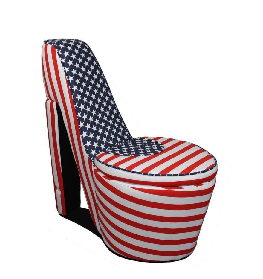 Wooden High Heel Shaped Storage Chair with Flag Print
