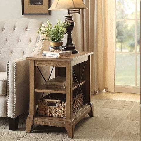 Wooden Side Table With 2 Compartments