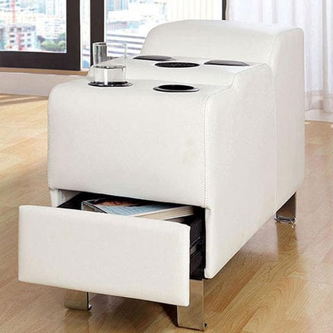 Kemina Bonded Leather White Speaker Console