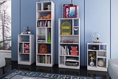 4 Piece Valenca Bookcase Set in White