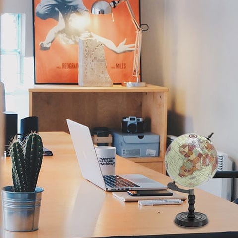 Beautiful Metal Wood Globe with Sturdy Base and Sea Routes