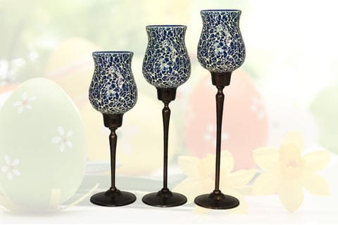 Blue Mosaic Candle Holders