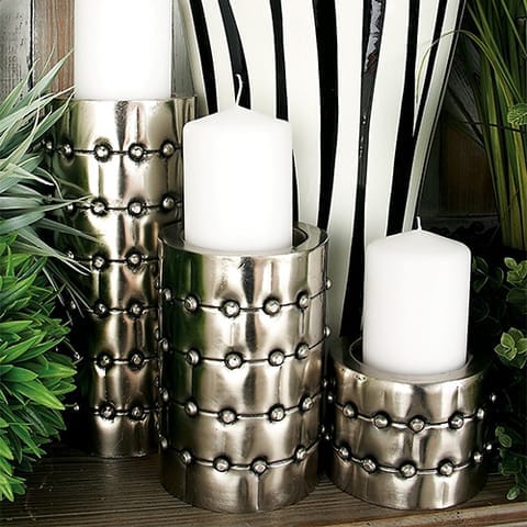 Silver Finish Metal Candleholder