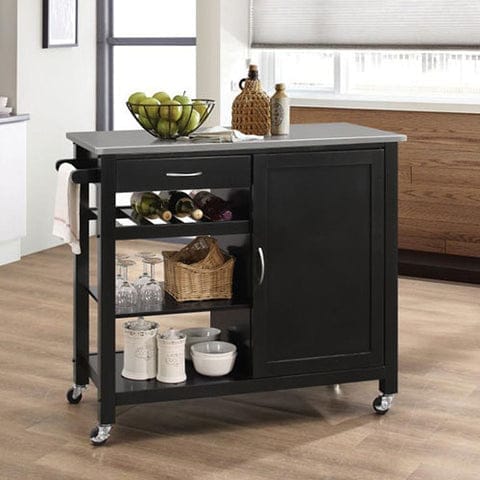 Kitchen Cart With Wooden Top