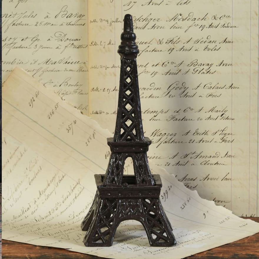 9 inch Cast Iron Eiffel Tower Accent Decor with Cutouts