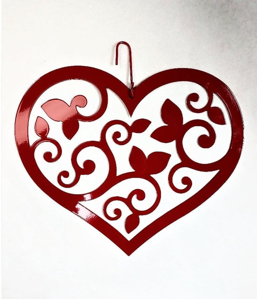 NEW -Scrolled RED Heart-Decorative Hanging Silhouette