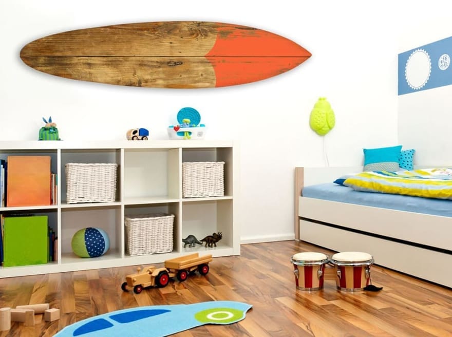 Surfboard Shaped Wooden Wall Art