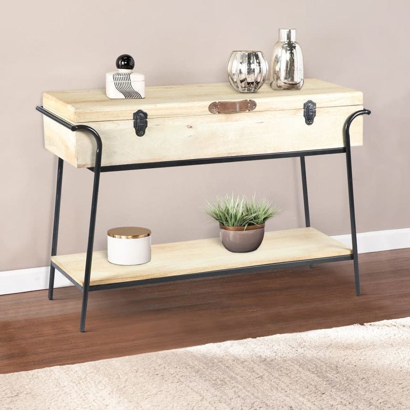 Handmade Wood and Metal Box Console Table