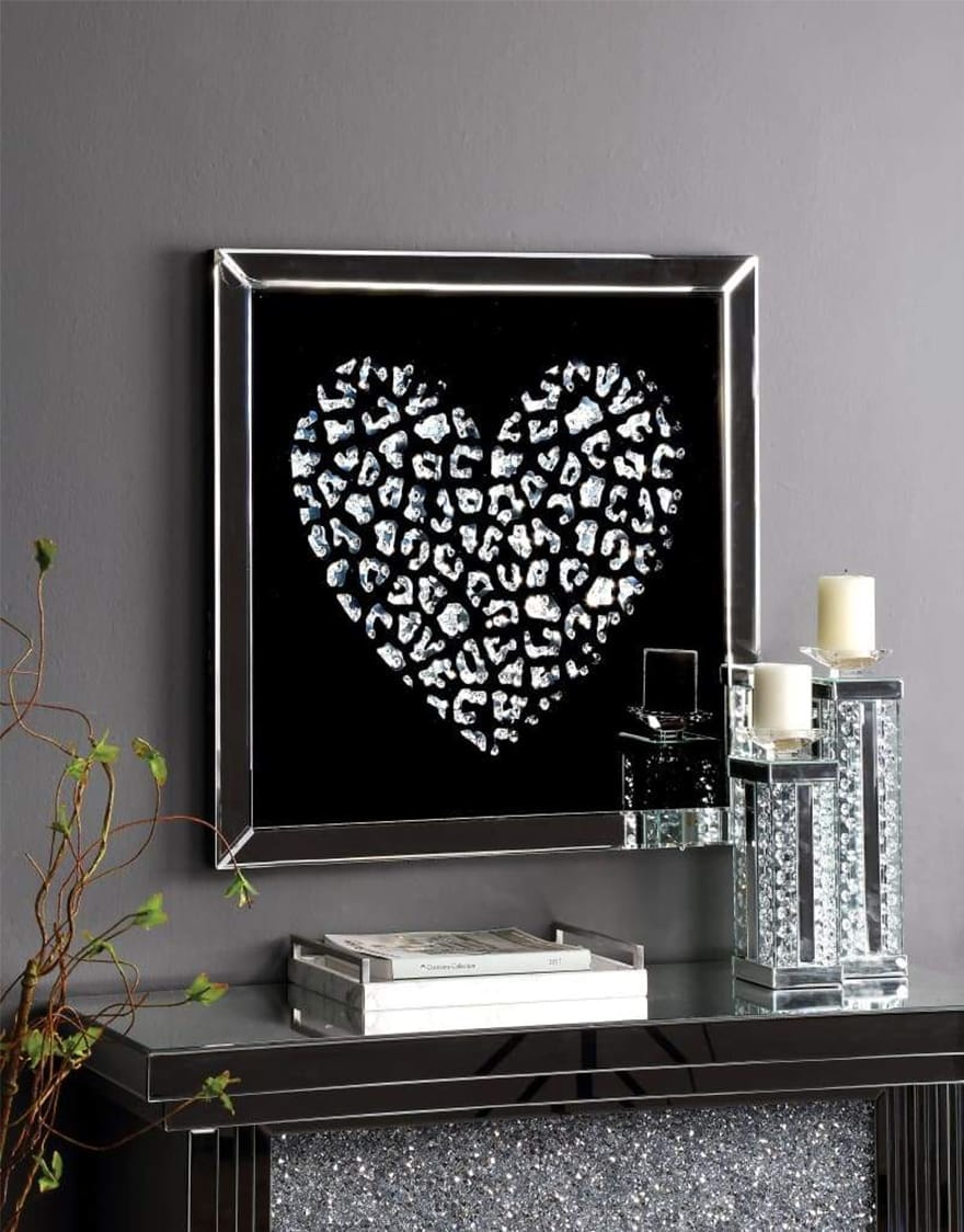 Decorative Wood and Mirror Heart Wall Art