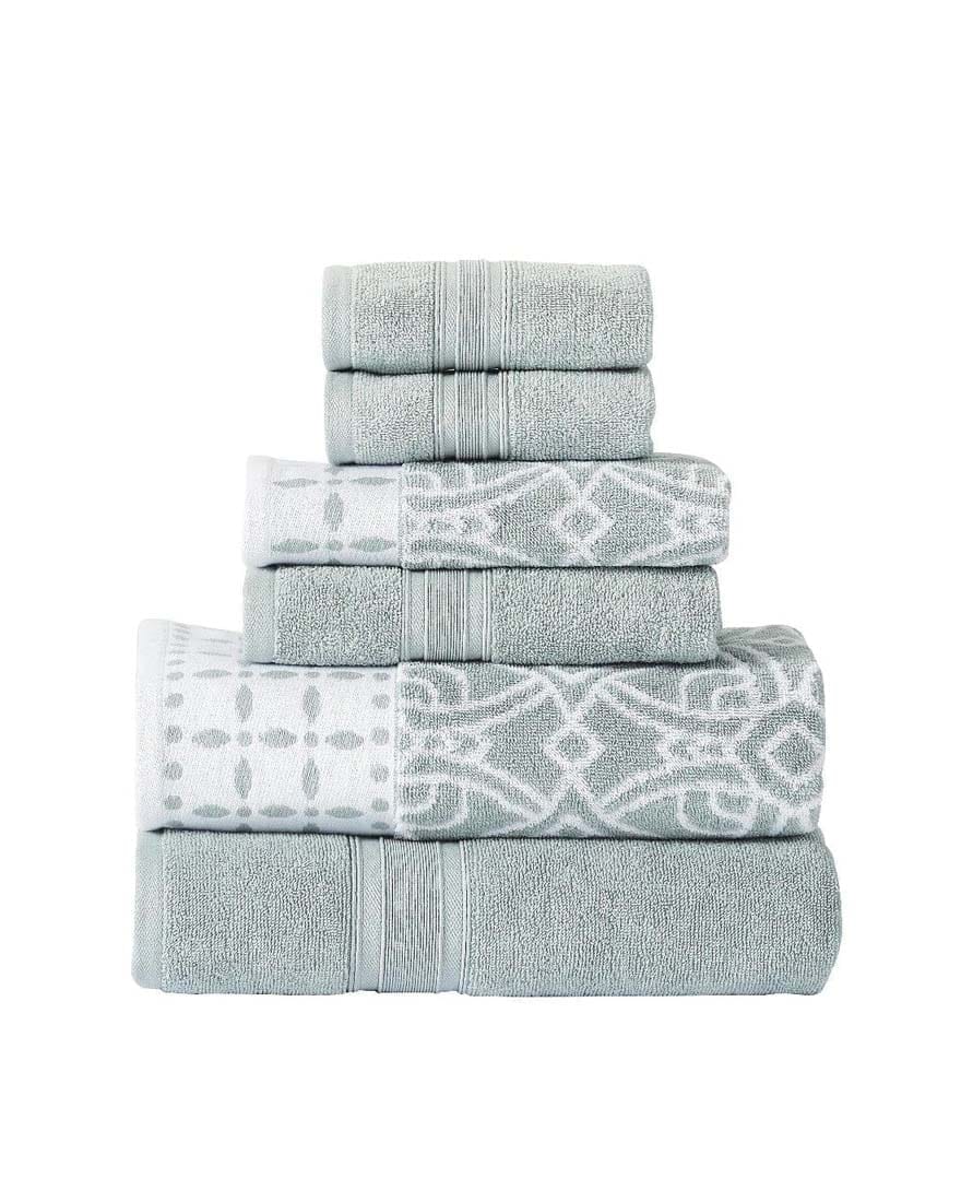 Veria 6 Piece Towel Set with Geometric Motif Pattern