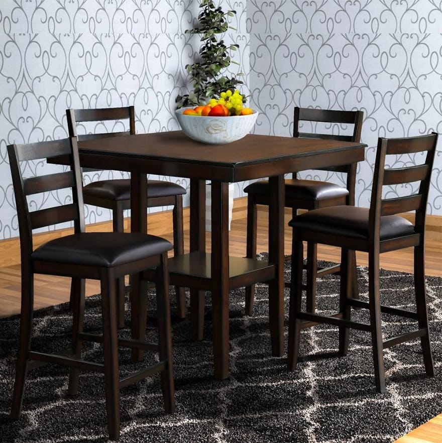 5-Piece Dining Set with Leatherette Padded Chairs