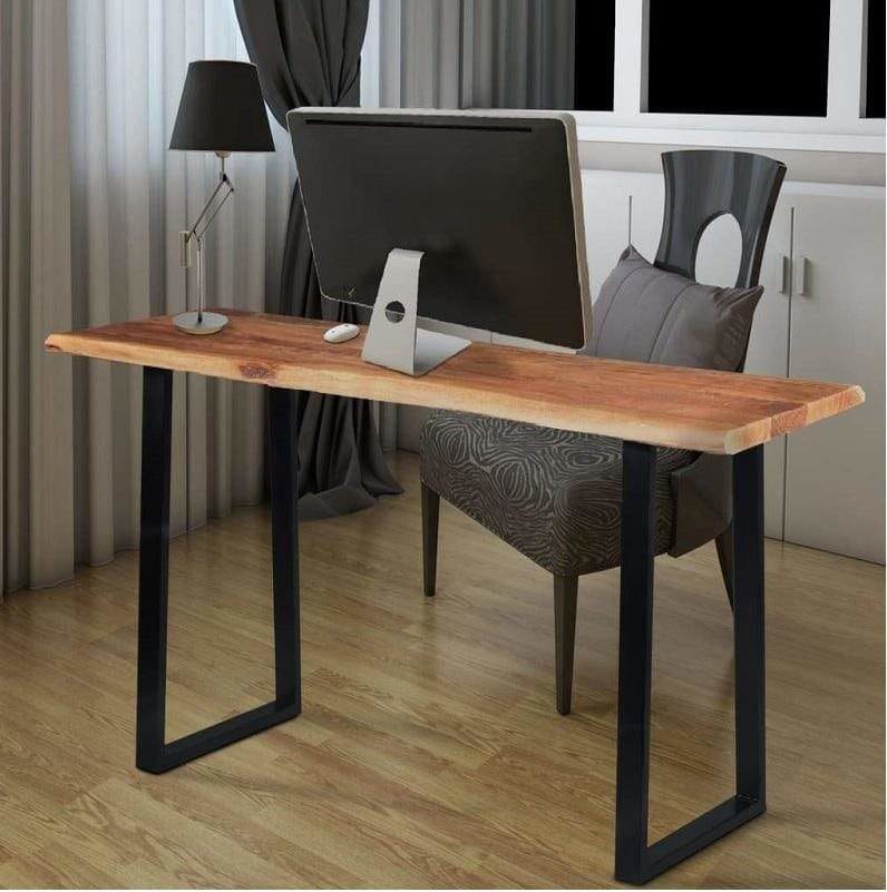 Industrial Wooden Live Edge Desk with Metal Sled Leg Support