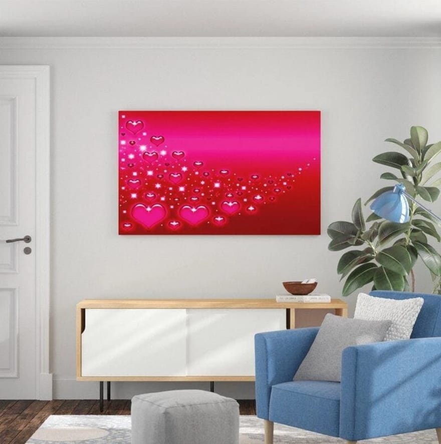 Contemporary Valentine Themed Rectangle Shape Wall Art