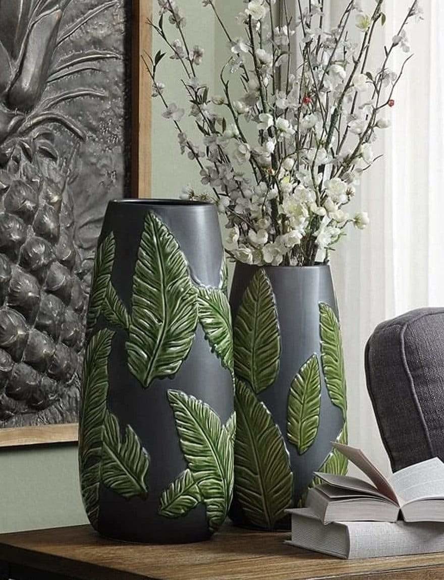 Ceramic Vase with Leaf Design