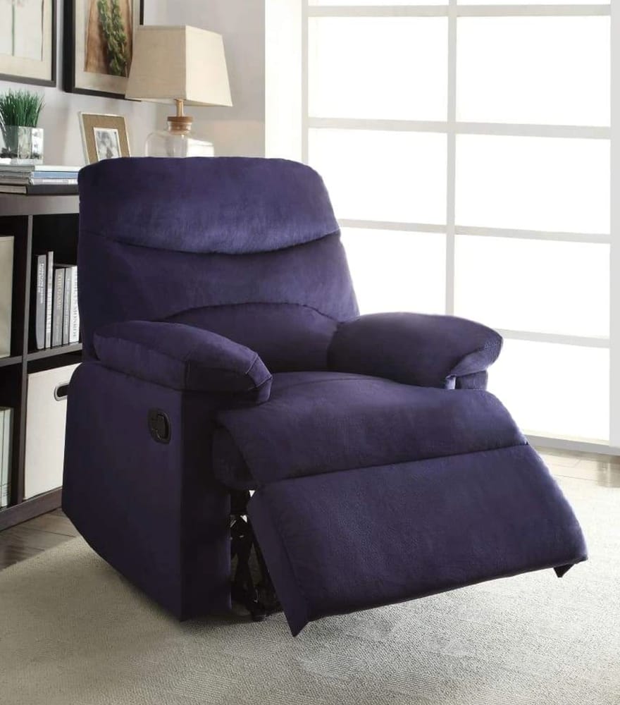 Arcadia Comfy Recliner In Blue Woven Fabric