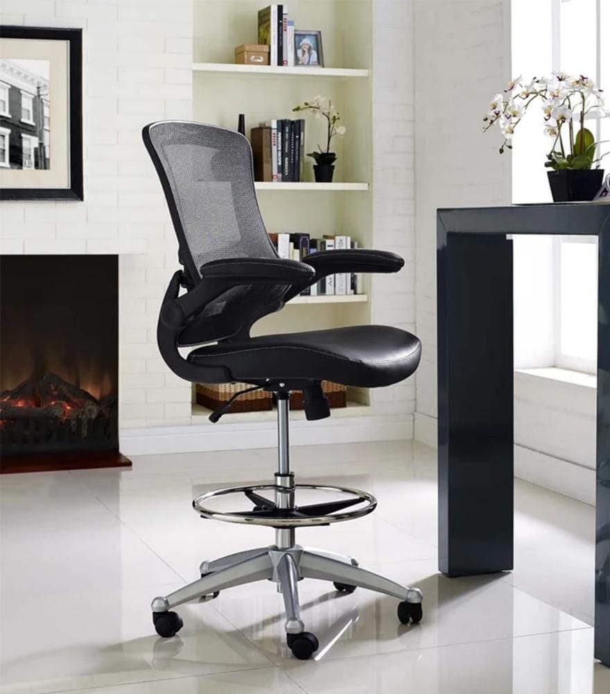 Black Attainment Vinyl Drafting Stool