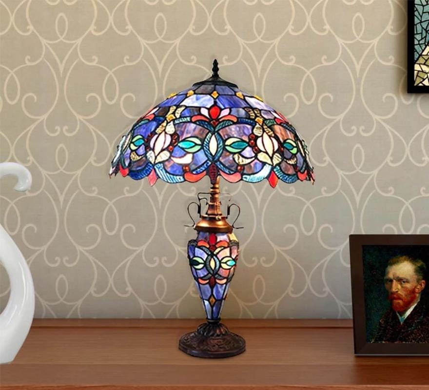 Tiffany-Style 3 Light Victorian Double Lit Table Lamp