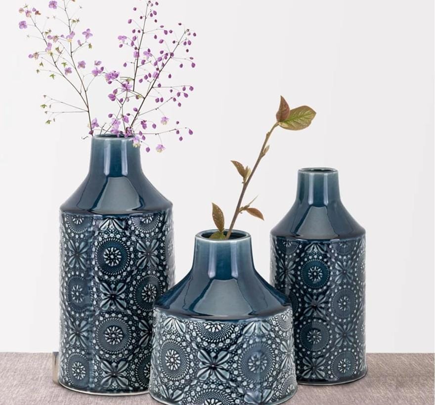 Glazed Floral Finished Ceramic Vases