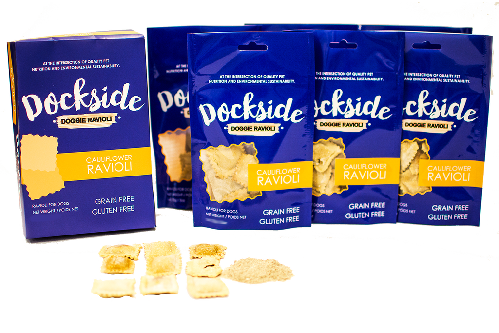 Dockside pet food meal mixer for dogs with cricket protein.