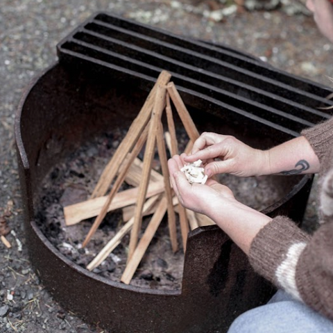 Crumple Firestarter into ball | Abeego Beeswax Wrap | How to Start a Fire