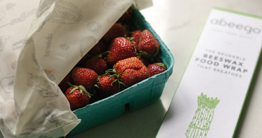 strawberries covered with Abeego food wrap