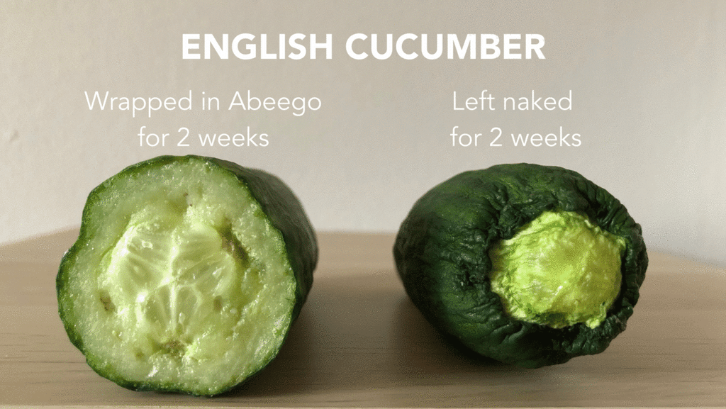 flipping between an English cucumber and a Field cucumber. One wrapped in Abeego and one left naked for two weeks.